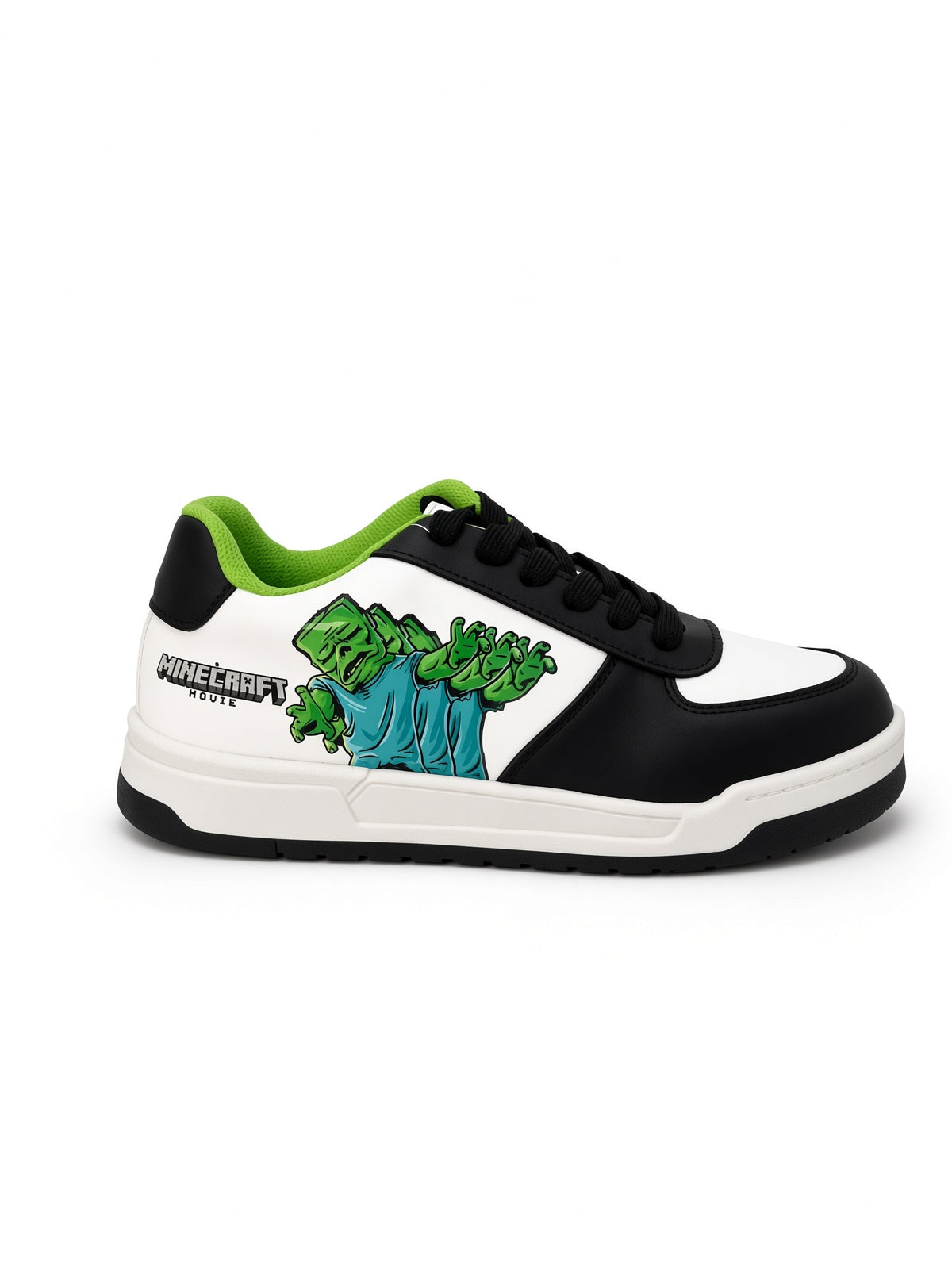 Tenis Minecraft de Niño Blanco Negro