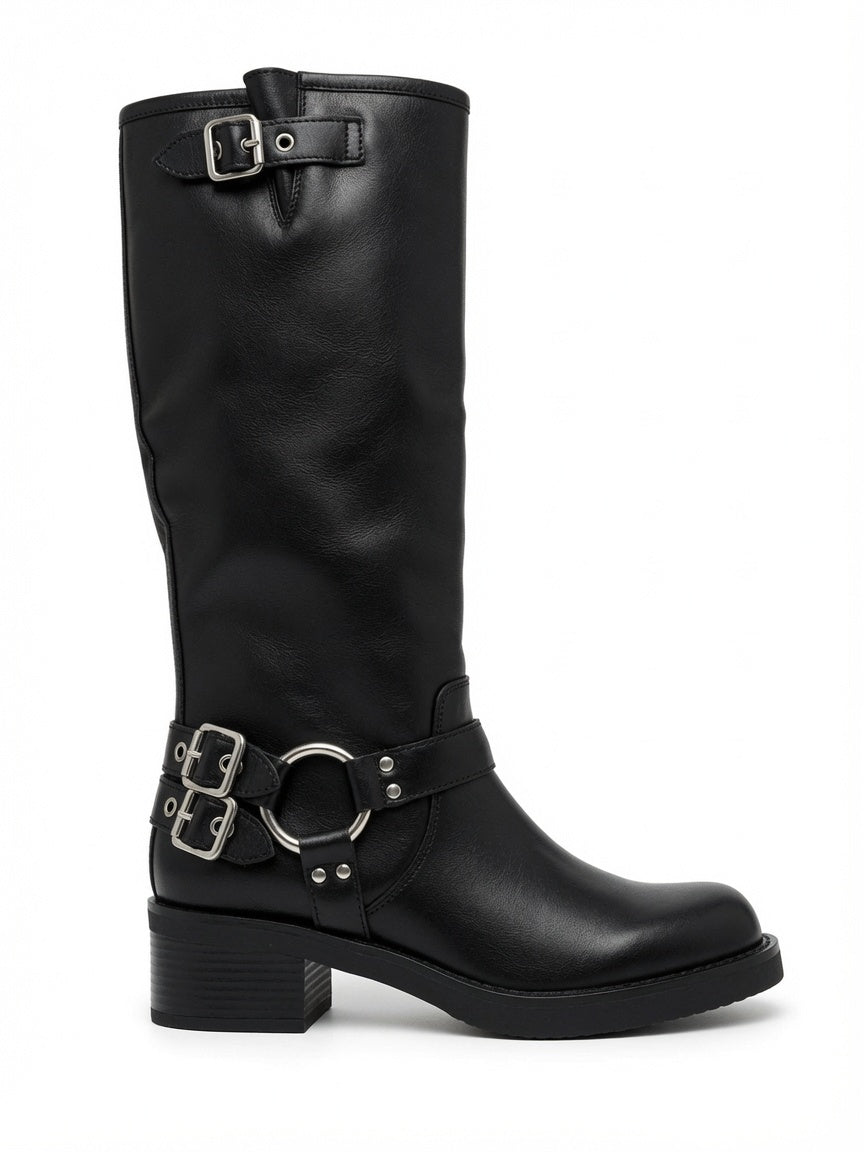 Bota Alta Rocky con Hebillas y Suela de Goma Negra