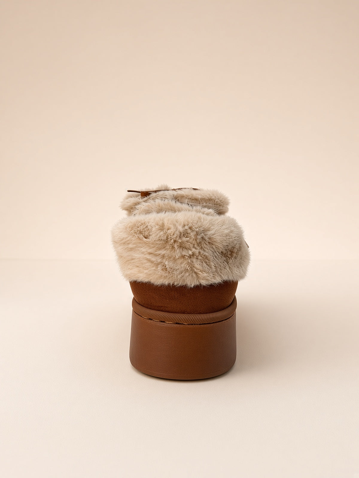 Pantuflas De Peluche Con Plataforma Para Mujer Invierno Cafe