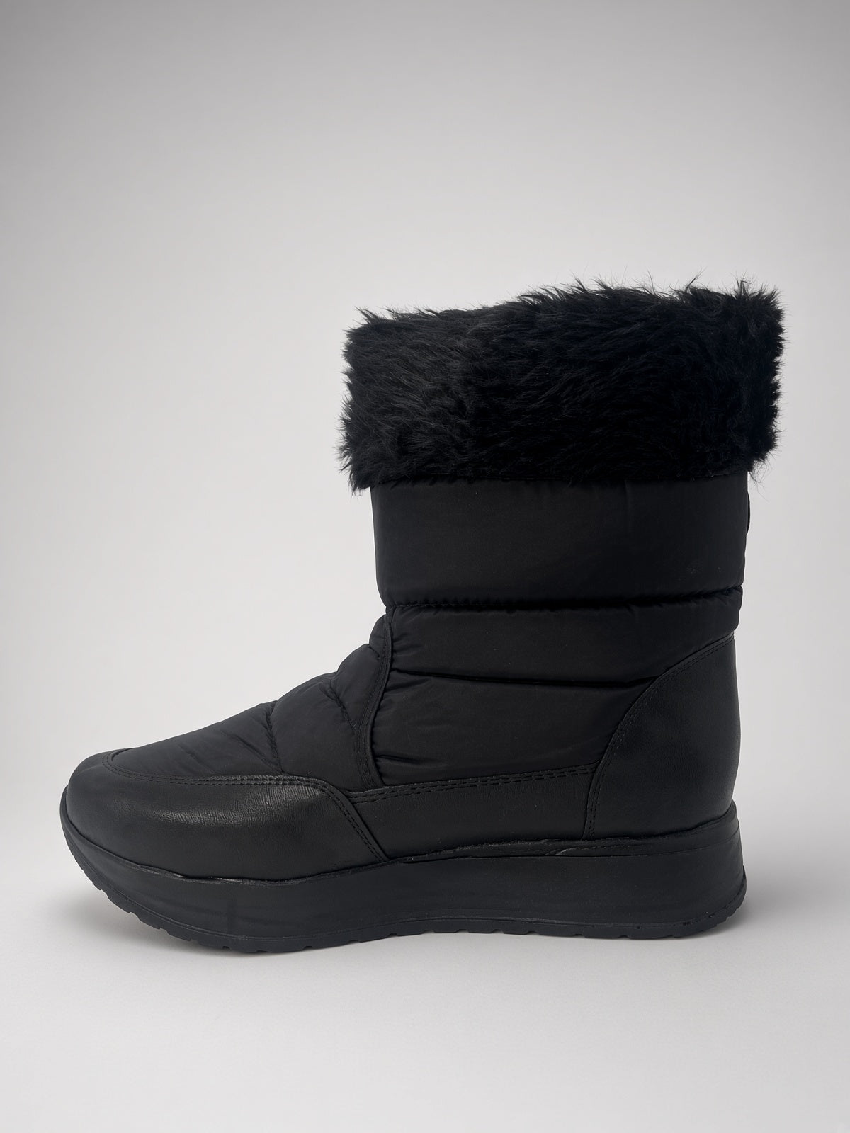 Botin De Nieve Invierno Dama Térmicas Con Peluche Negras