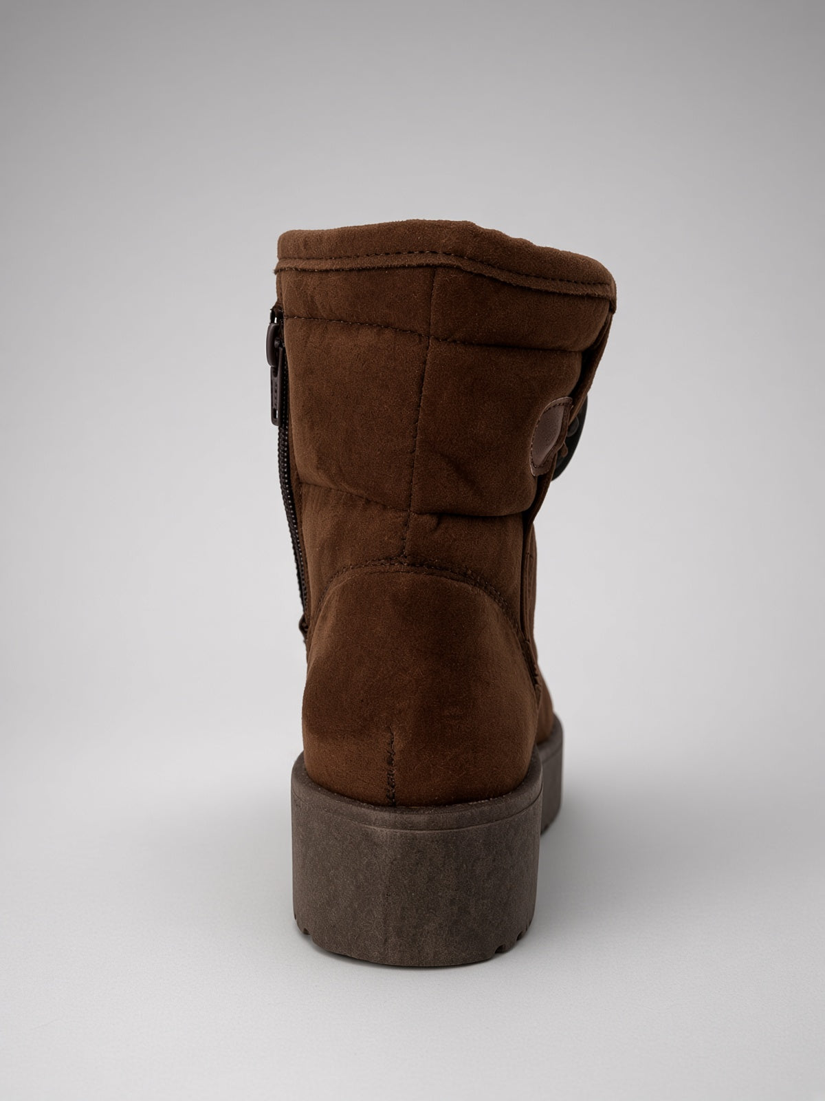 Botin Térmico de Gamuza Cafe con Botón Lateral para Dama