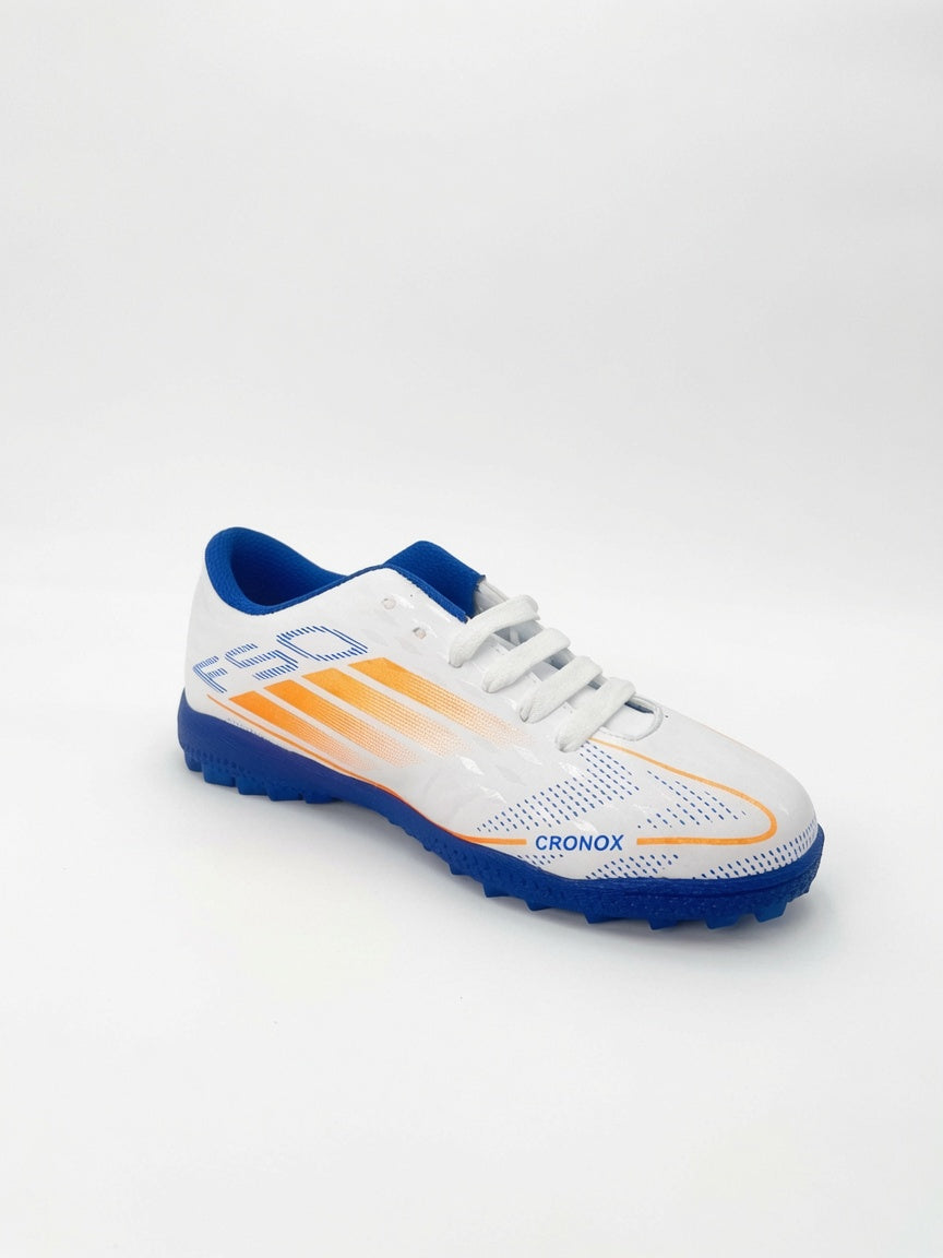 Tenis Fútbol Rápido Cronox Hombre Blanco Azul Rey