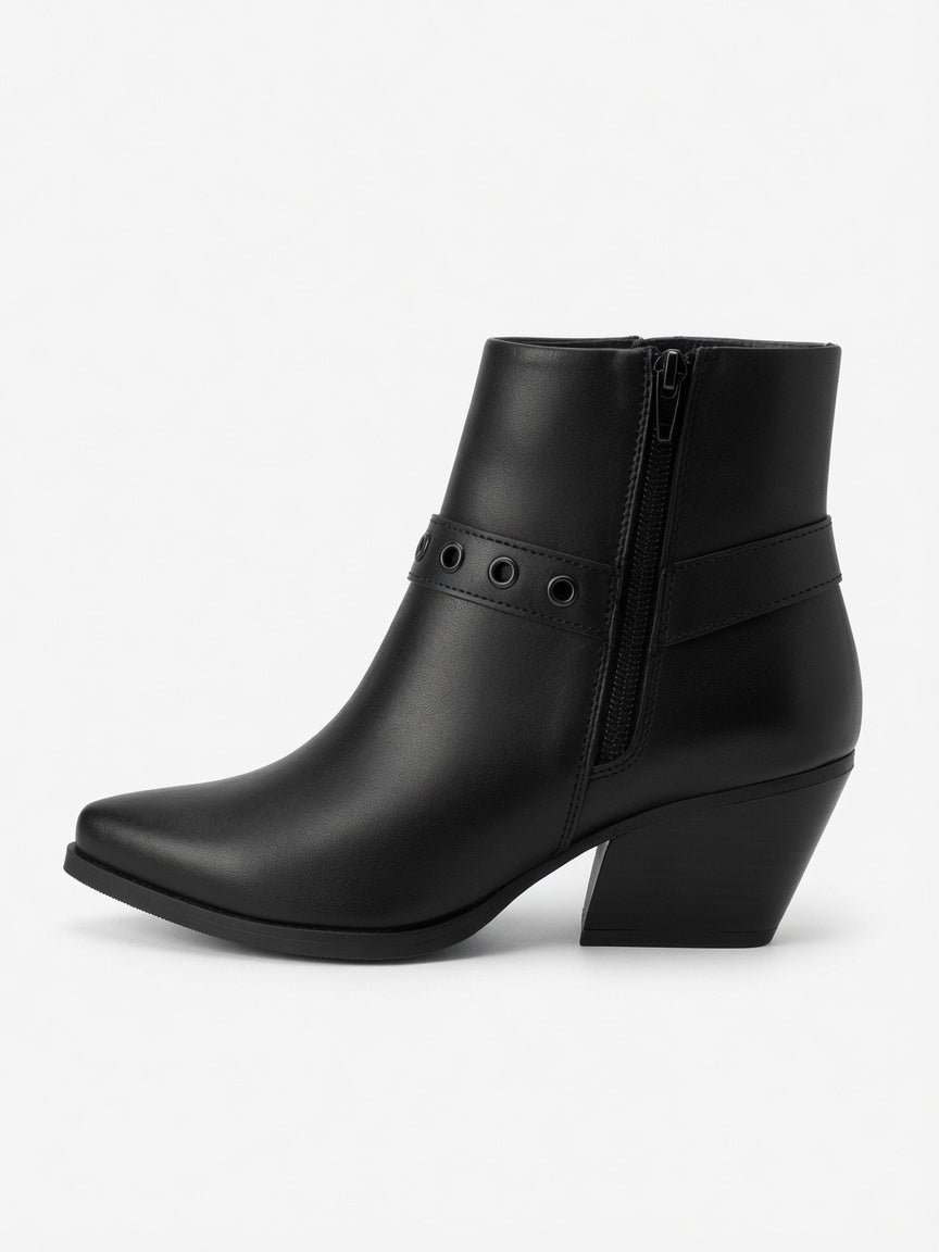 Botín Estilo Vaquero Negro Con Correas Forever