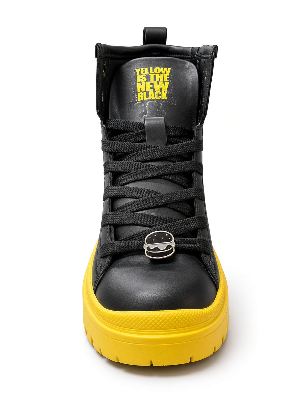 Botines Infantiles Estilo Bob Esponja – Negro con Suela de Goma Amarilla