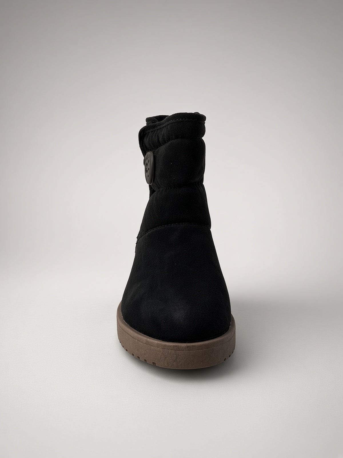 Botin Térmico de Gamuza Negra con Botón Lateral para Dama