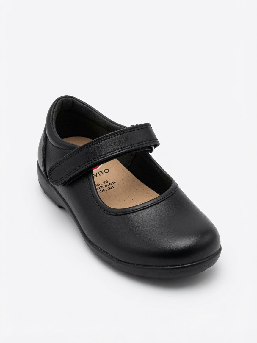 Zapato Escolar Negro para Niña con Velcro Marca VAVITO