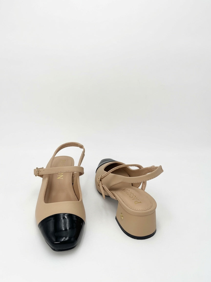 Zapatilla Passion Nude de Talón Descubierto y Punta Cuadrada