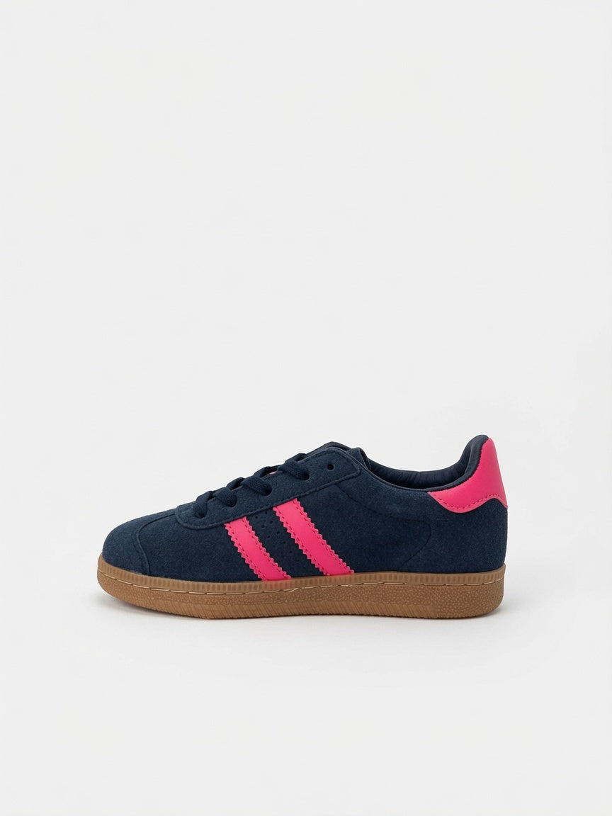 Tenis Casuales de Niña Gamuza Azul Marino con Rosa