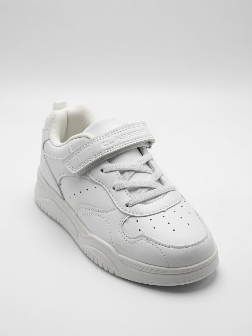 Tenis Blancos Urbano Casual Escolar Con Velcro Niño Niña