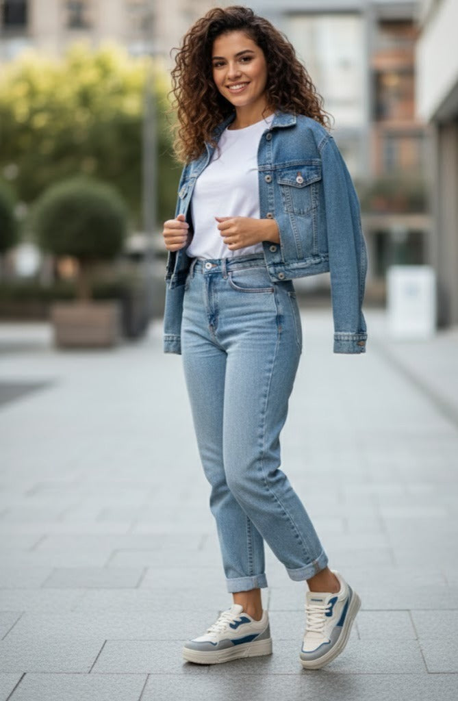 Tenis Urbanos de Plataforma para Mujer en Beige y Azul
