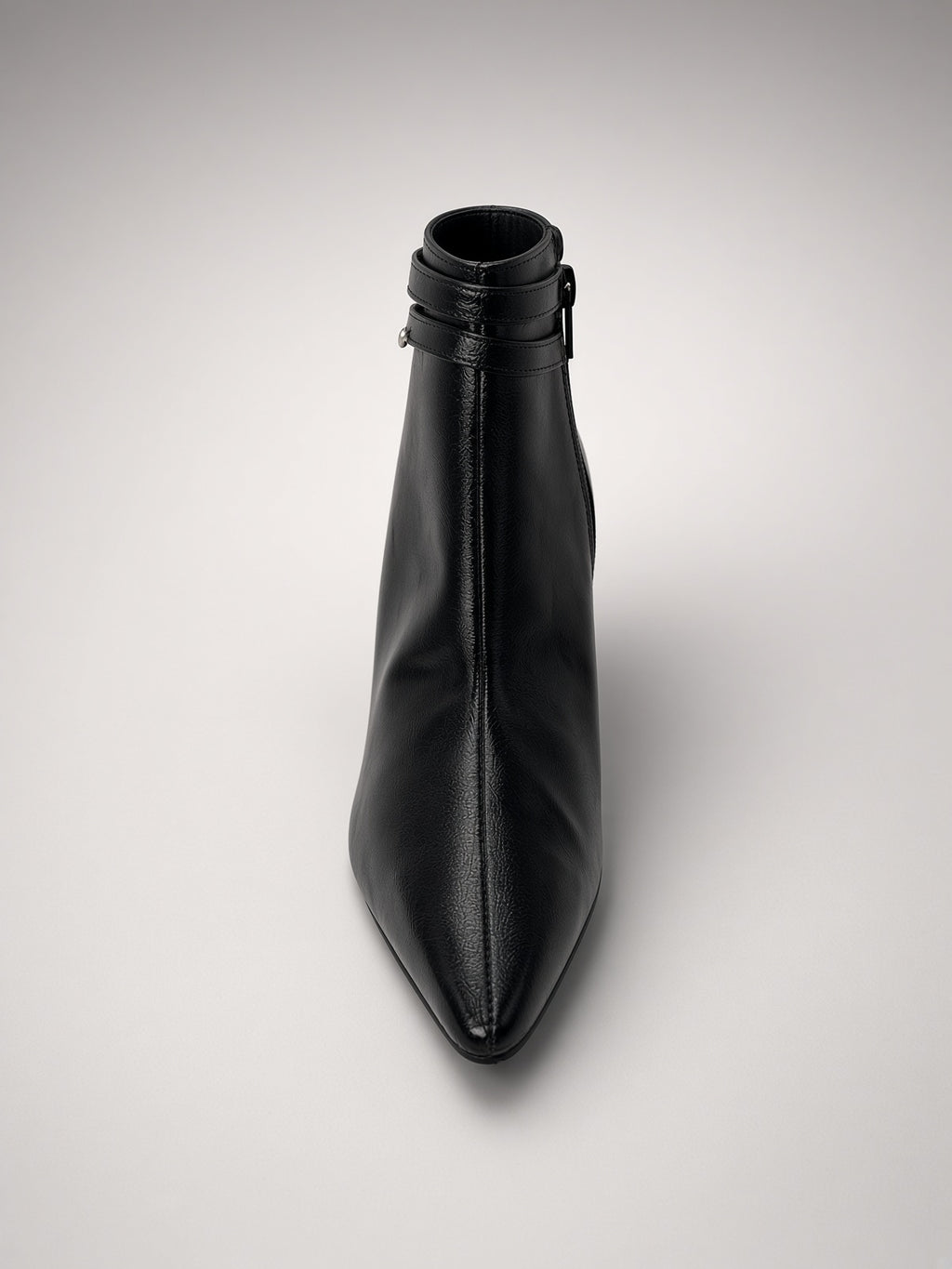 Botín Mujer Negro Tacón Elegante Punta Fina Correas Moda