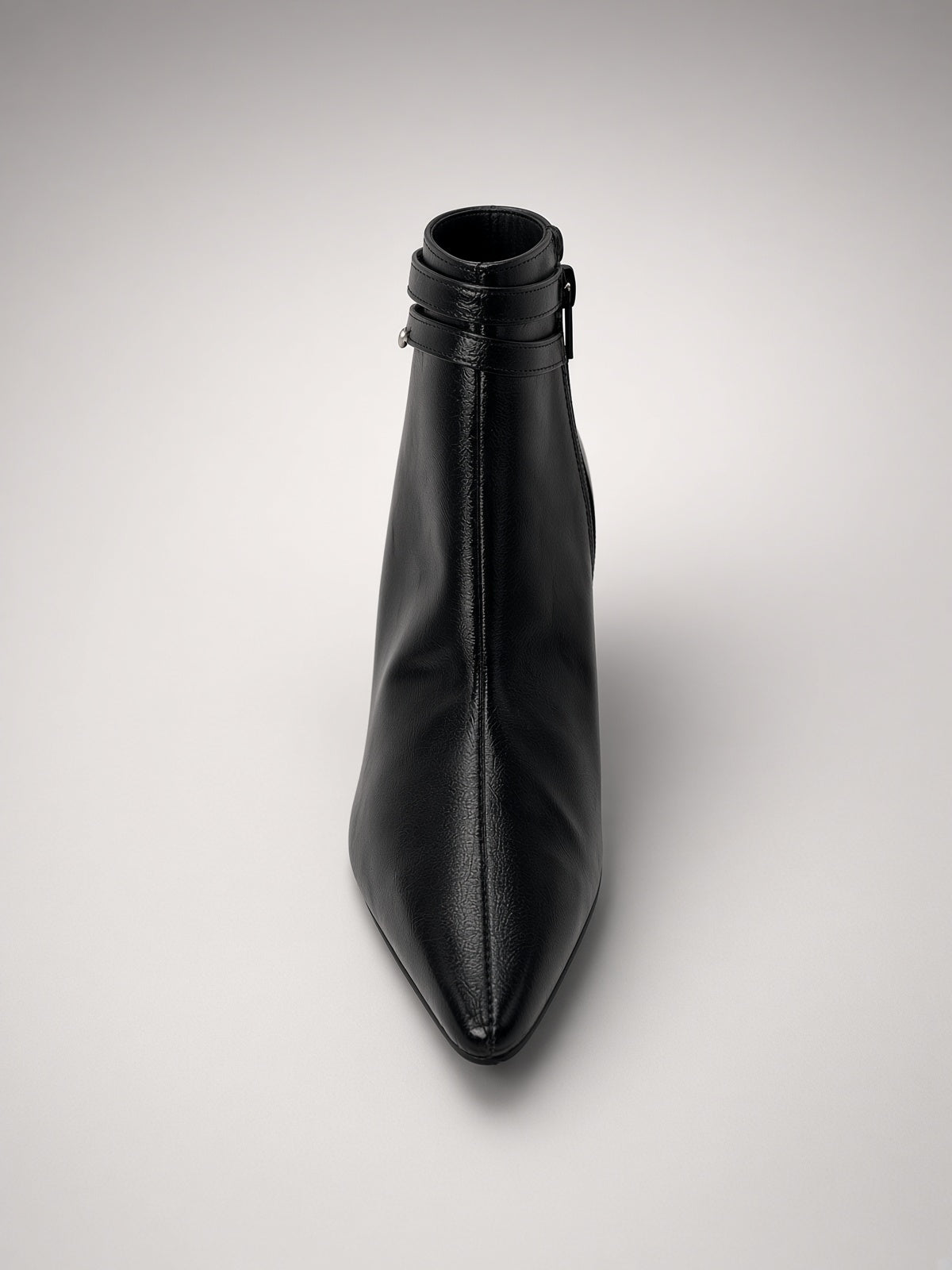 Botín Mujer Negro Tacón Elegante Punta Fina Correas Moda