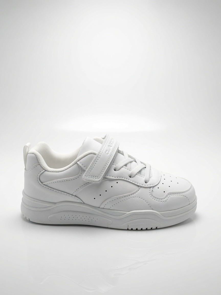 Tenis Blancos Urbano Casual Escolar Con Velcro Niño Niña