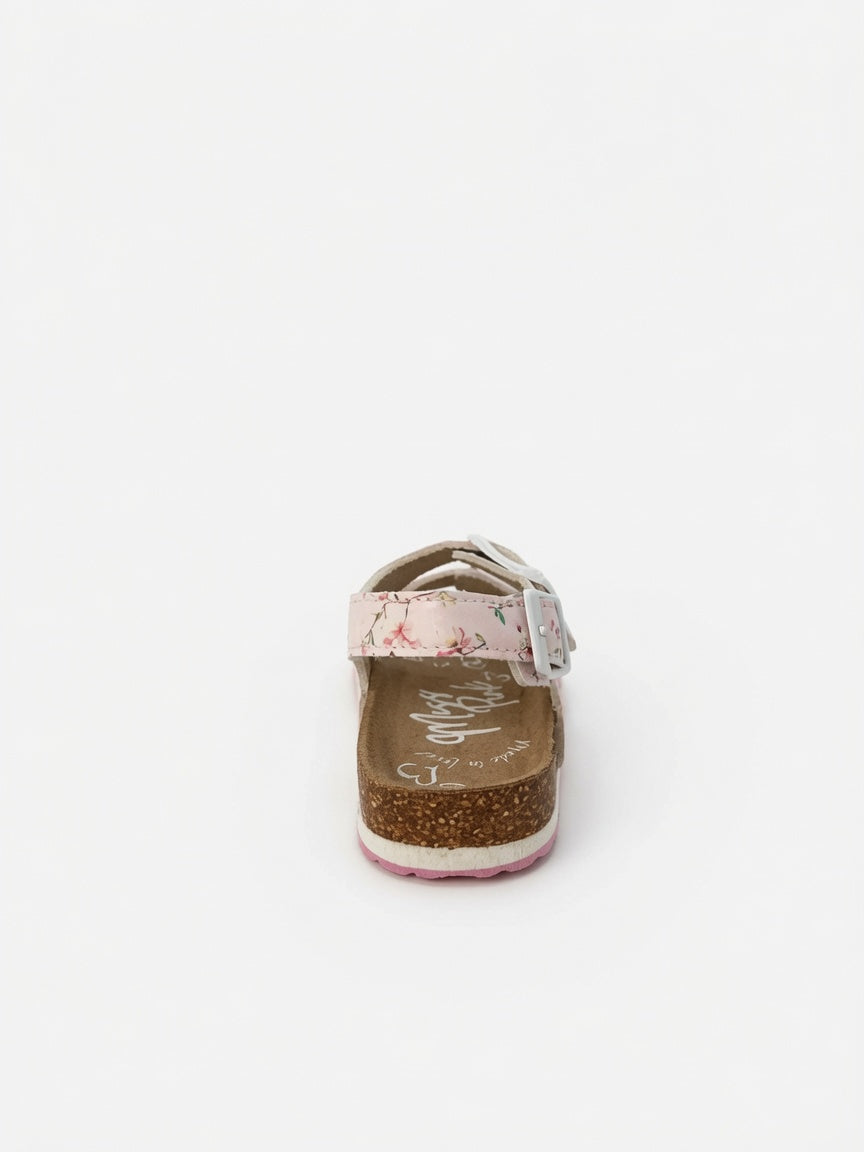 Sandalia Rosa de Niña con Hebillas y Diseño Floral