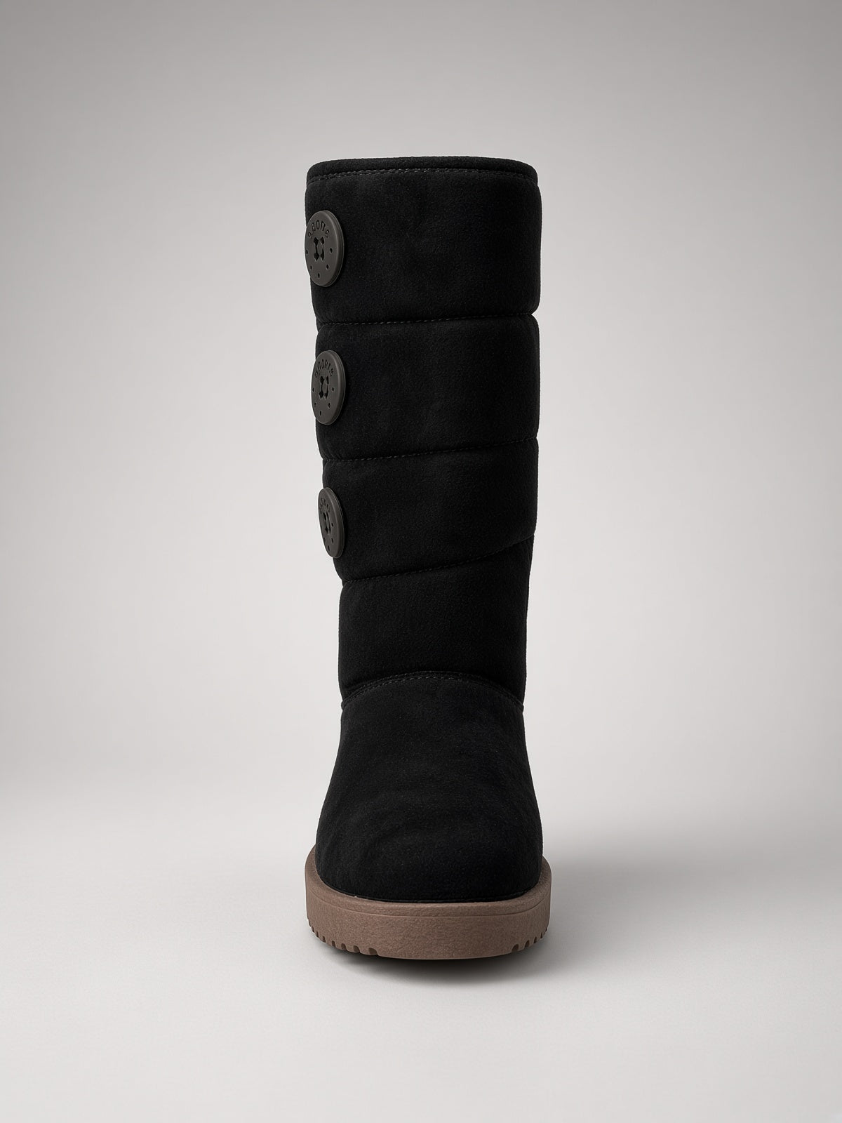 Bota Alta Térmica Calientita para Mujer con Ajuste de Botón Negro