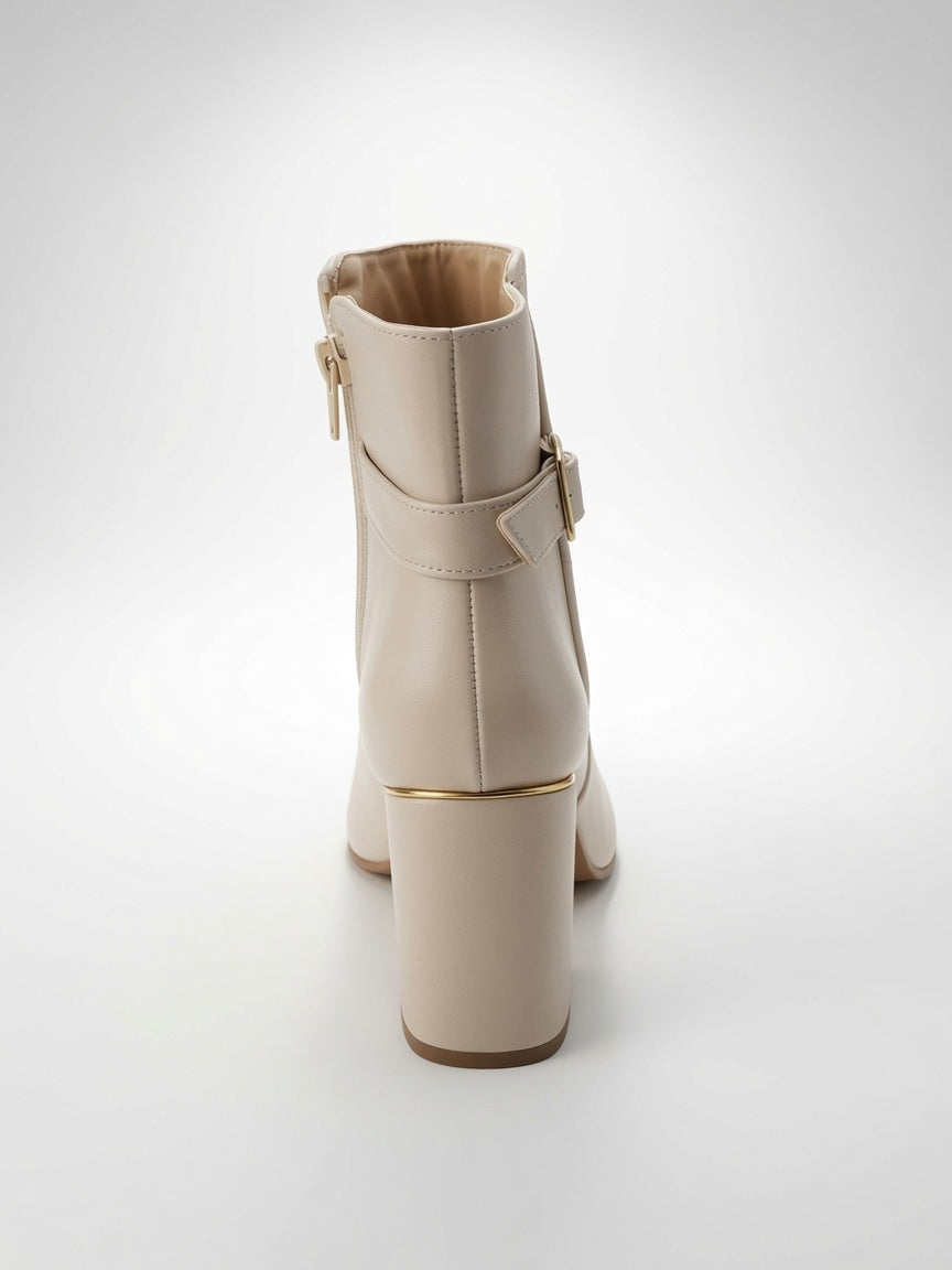 Botines De Tacón Ancho Para Mujer Elegantes Con Hebilla