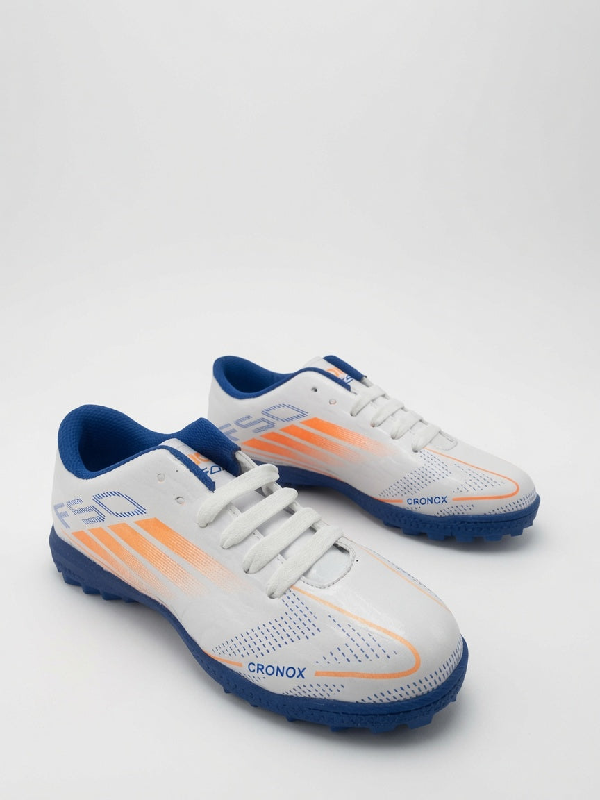 Tenis Fútbol Rápido Cronox Hombre Blanco Azul Rey