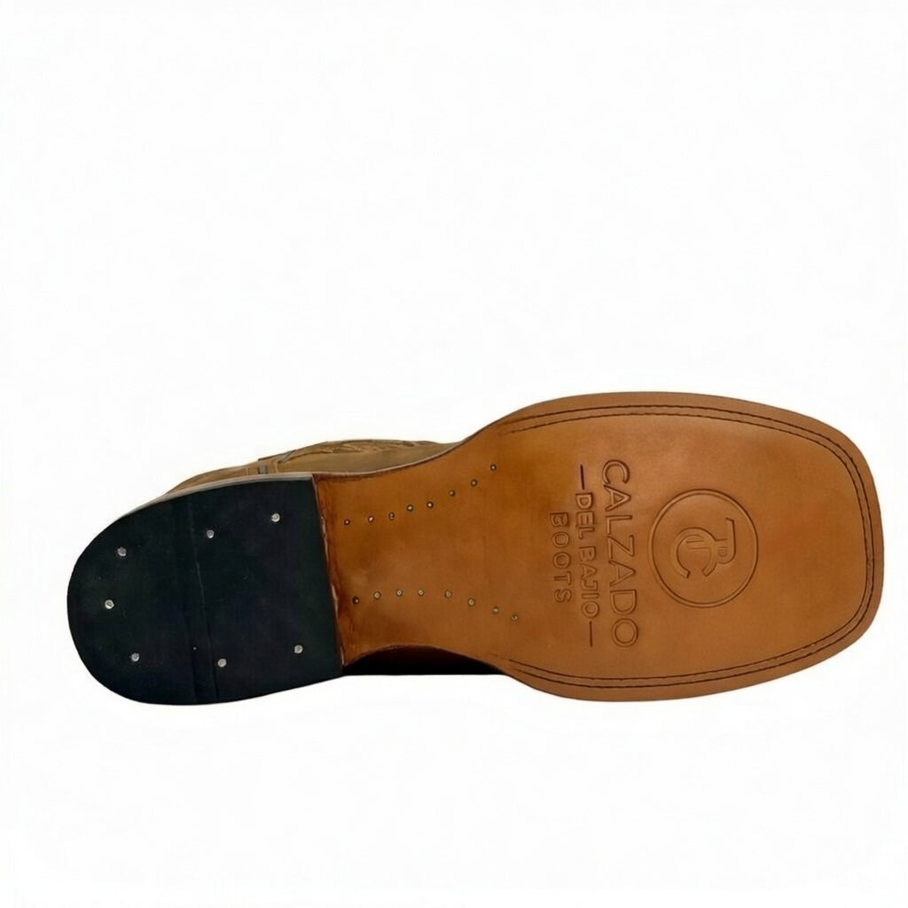 Bota vaquera de piel genuina, bordado de alta calidad y suela de cuero