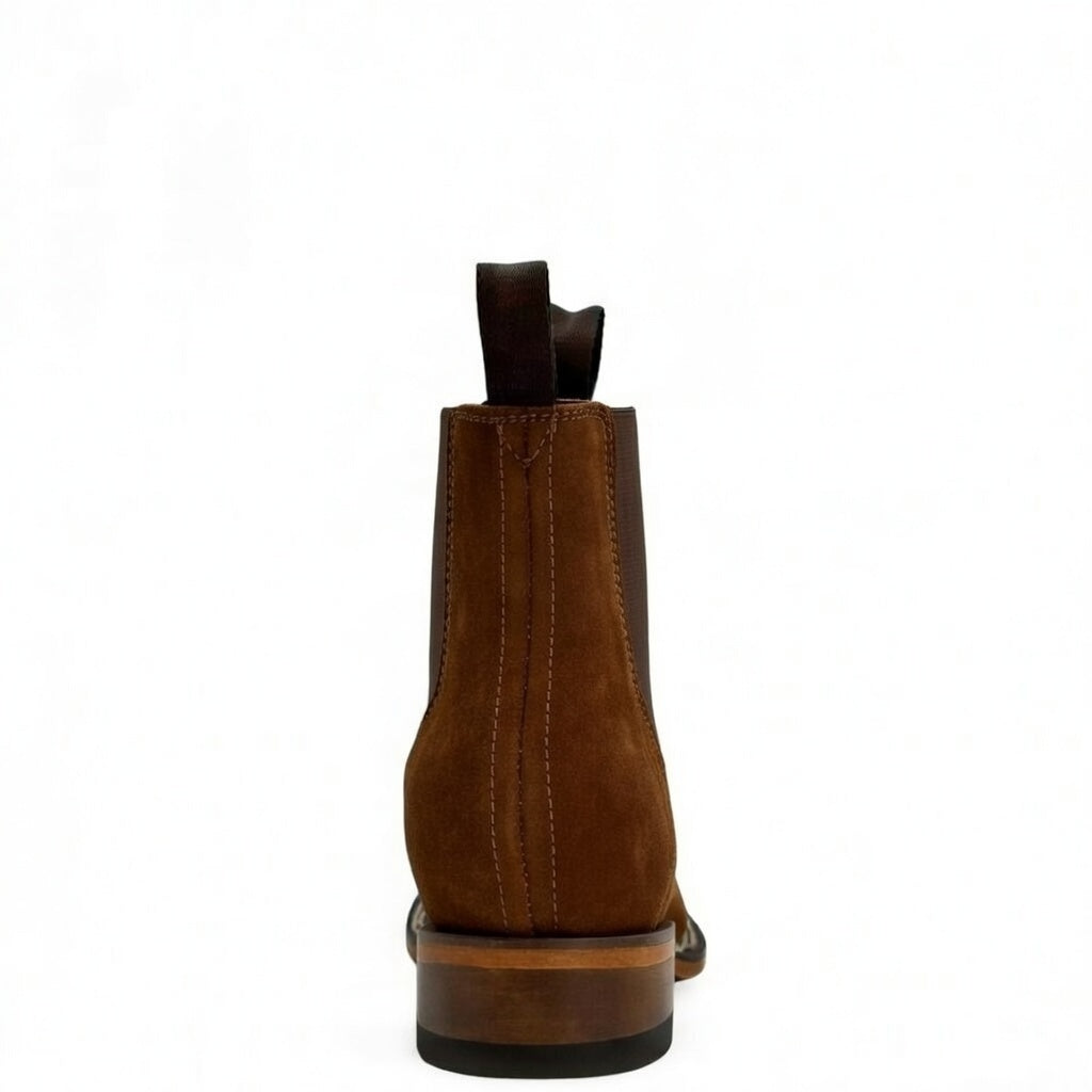 Botín vaquero para hombre de piel genuina, confección artesanal y suela de cuero