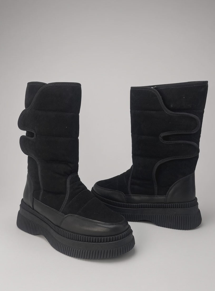 Botas De Nieve Invierno Mujer Térmicas Ajuste Velcro Negro