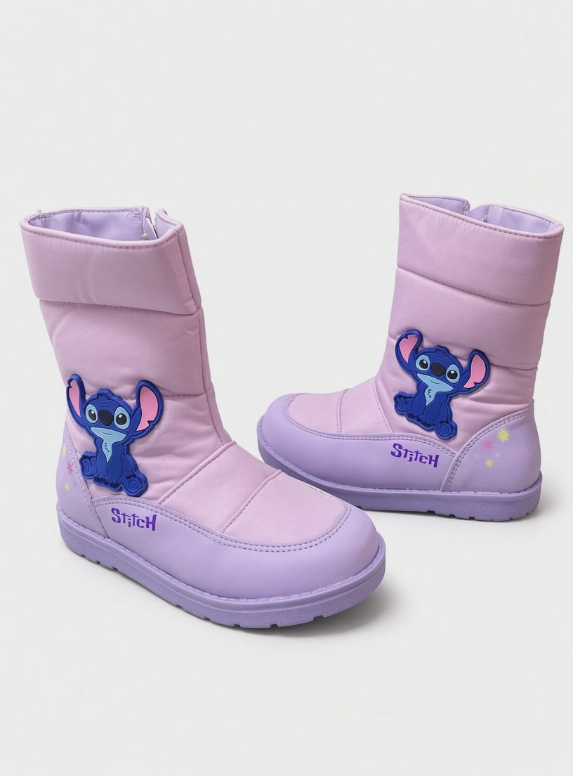 Botas Térmicas Infantiles Disney Stitch para Niña – Rosa / Lila con Cierre Lateral
