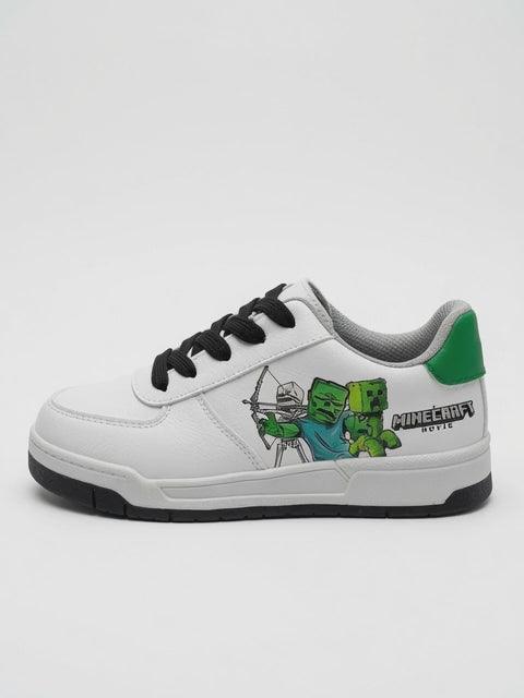 Tenis de Minecraft para Niño Blancos con Cordones Negros Casuales