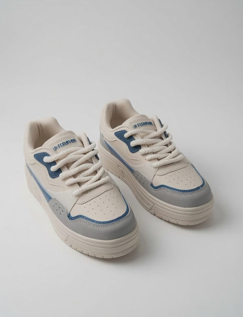 Tenis Urbanos de Plataforma para Mujer en Beige y Azul