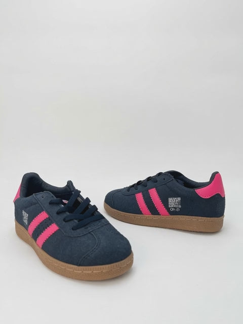 Tenis Casuales de Niña Gamuza Azul Marino con Rosa