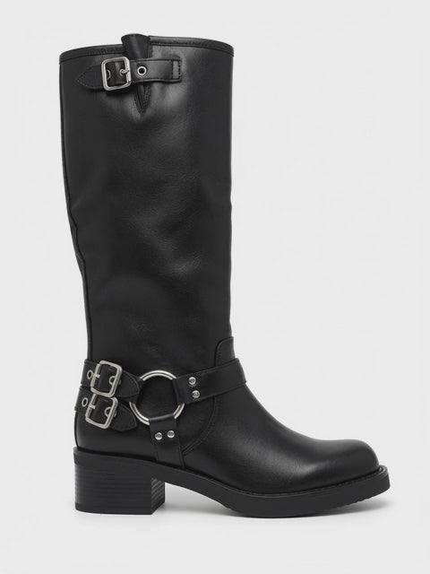 Bota Alta Rocky con Hebillas y Suela de Goma Negra