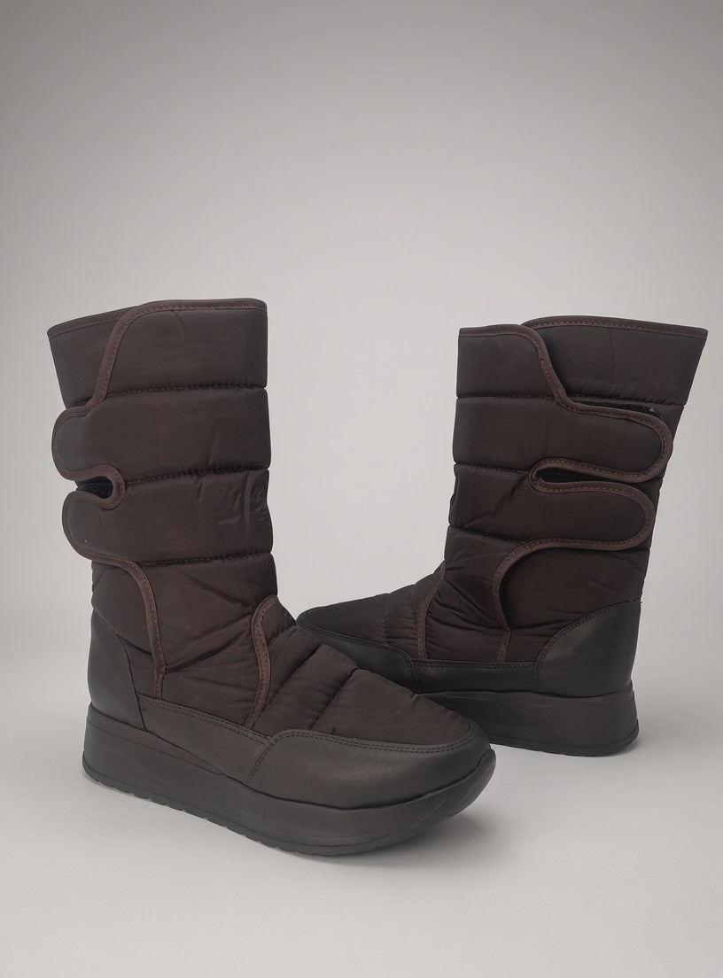 Botas De Nieve Invierno Mujer Térmicas Ajuste Velcro Chocolate