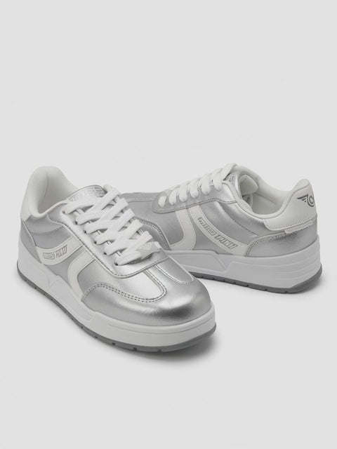 Tenis Miss Pink Plateados Metalizados Mujer