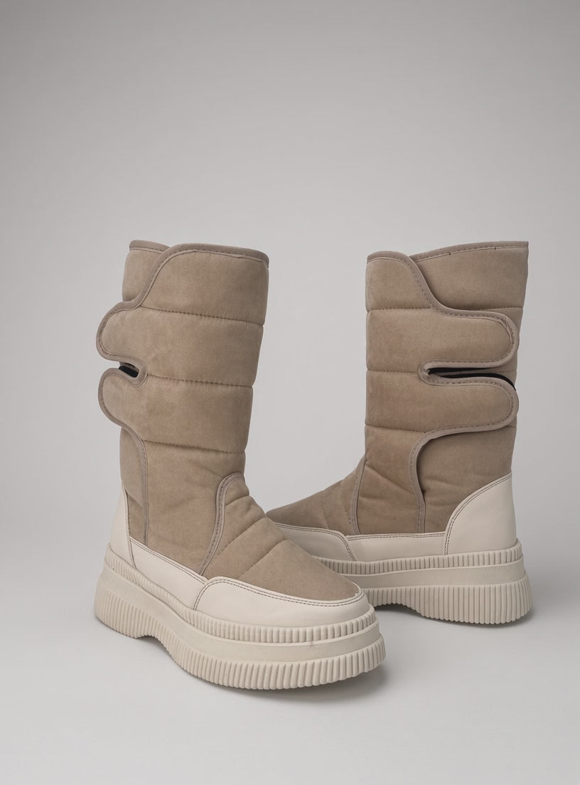 Botas De Nieve Invierno Mujer Térmicas Ajuste Velcro Beige